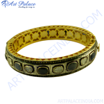 将图像加载到图库查看器中， gold plating bangle bracelet with black and white gemstones, luxury women&#39;s jewelry.
