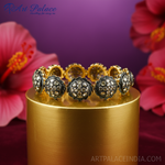 Load image into Gallery viewer, gold plating &amp; Black Diamond Bracelet | Floral Design for Women
