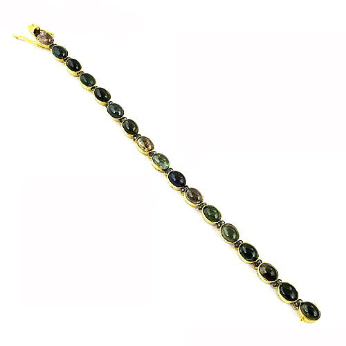 Gold plating green tourmaline bracelet | women's gemstone jewelry