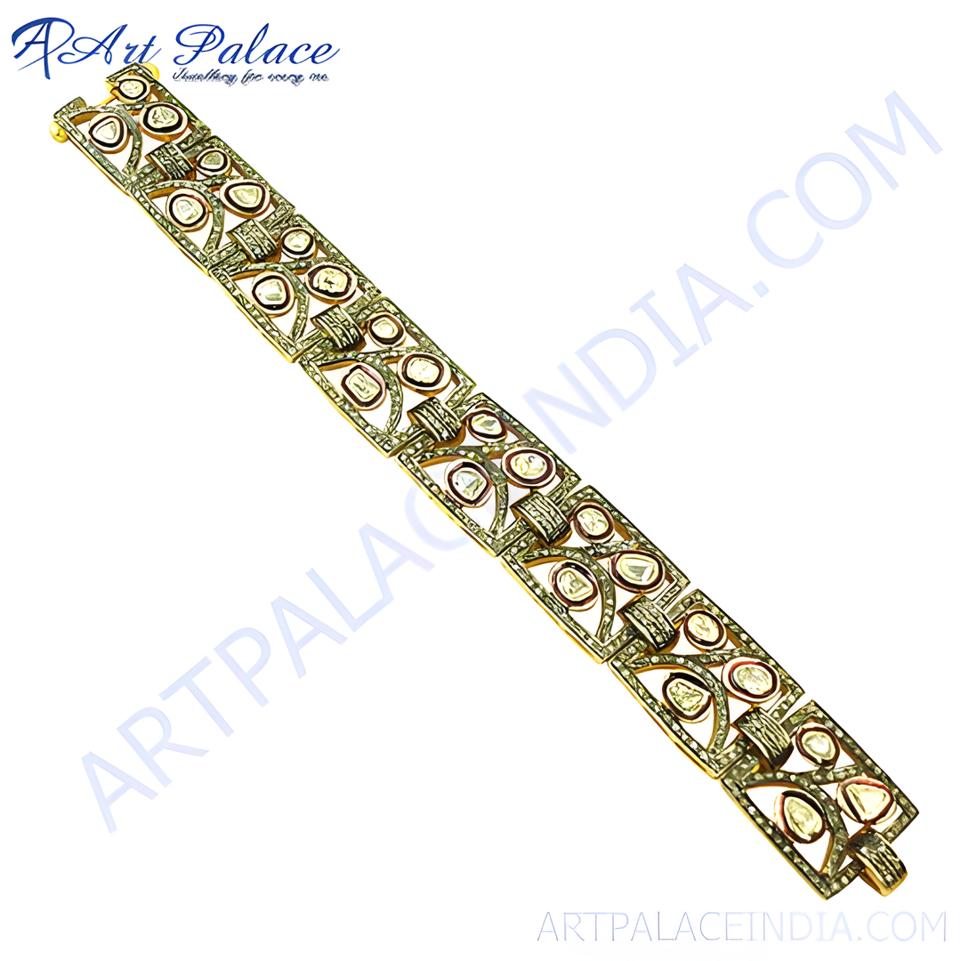 Gold diamond bracelet with an intricate design, perfect for women's luxury jewelry collection.
