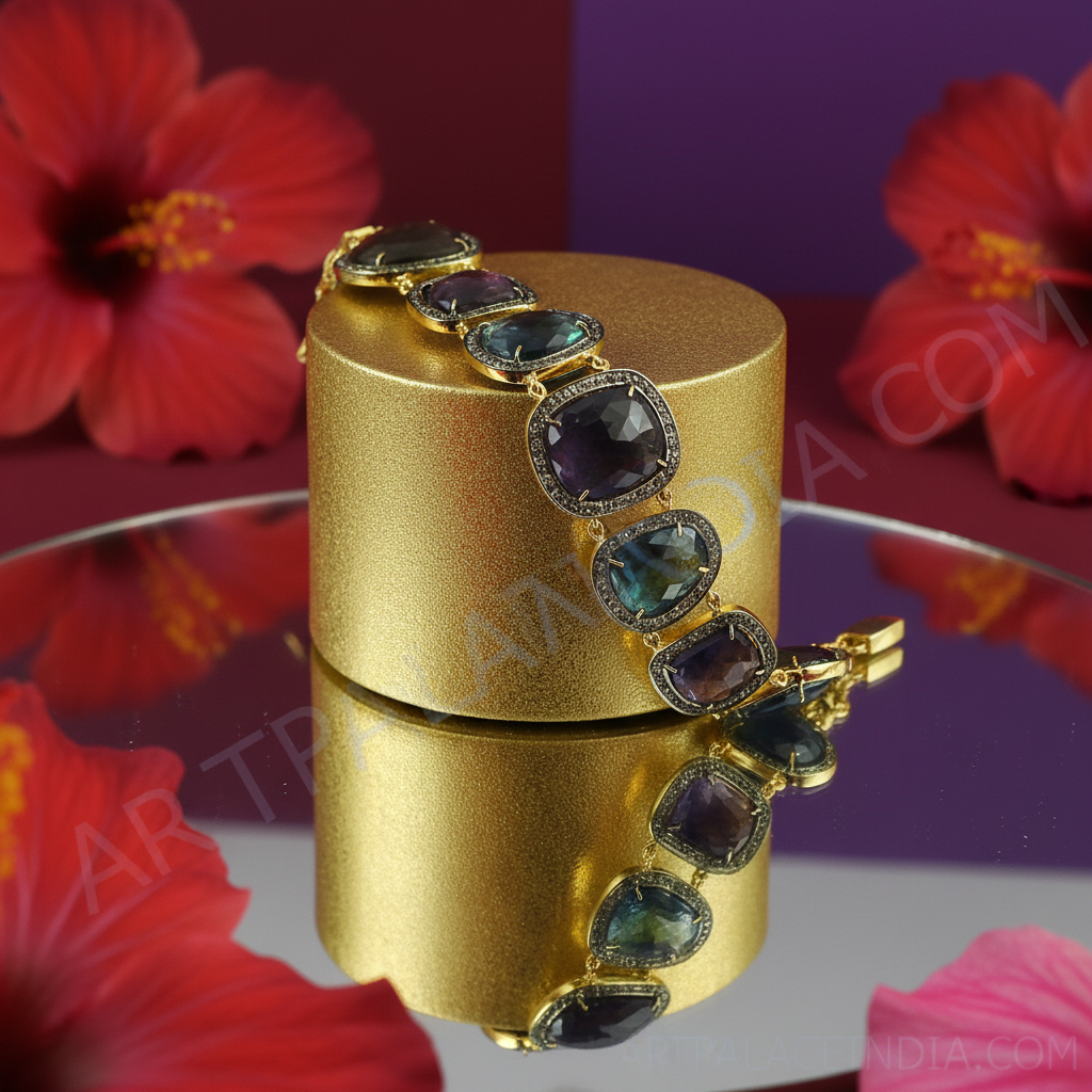 Sapphire Gemstone Bracelet | 18K Gold Plated Bracelet For Women