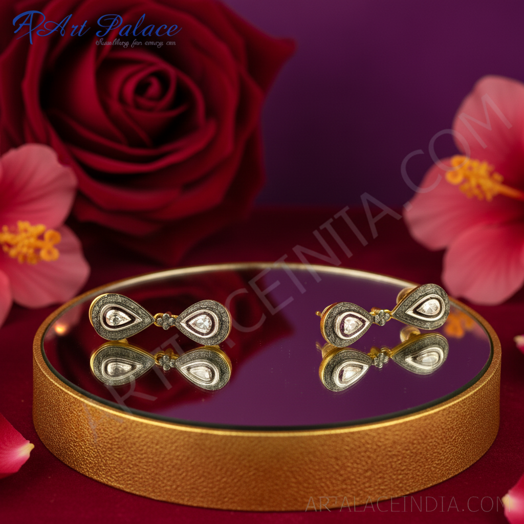 金色水滴形吊坠耳环 | 镶钻 | 送给她的礼物