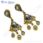 Load image into Gallery viewer, gold plating teardrop dangle earrings with diamond accents, elegant design.
