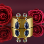 Load image into Gallery viewer, Sapphire &amp; Ruby Drop Earrings | Gold-Plated Dangle Jewelry
