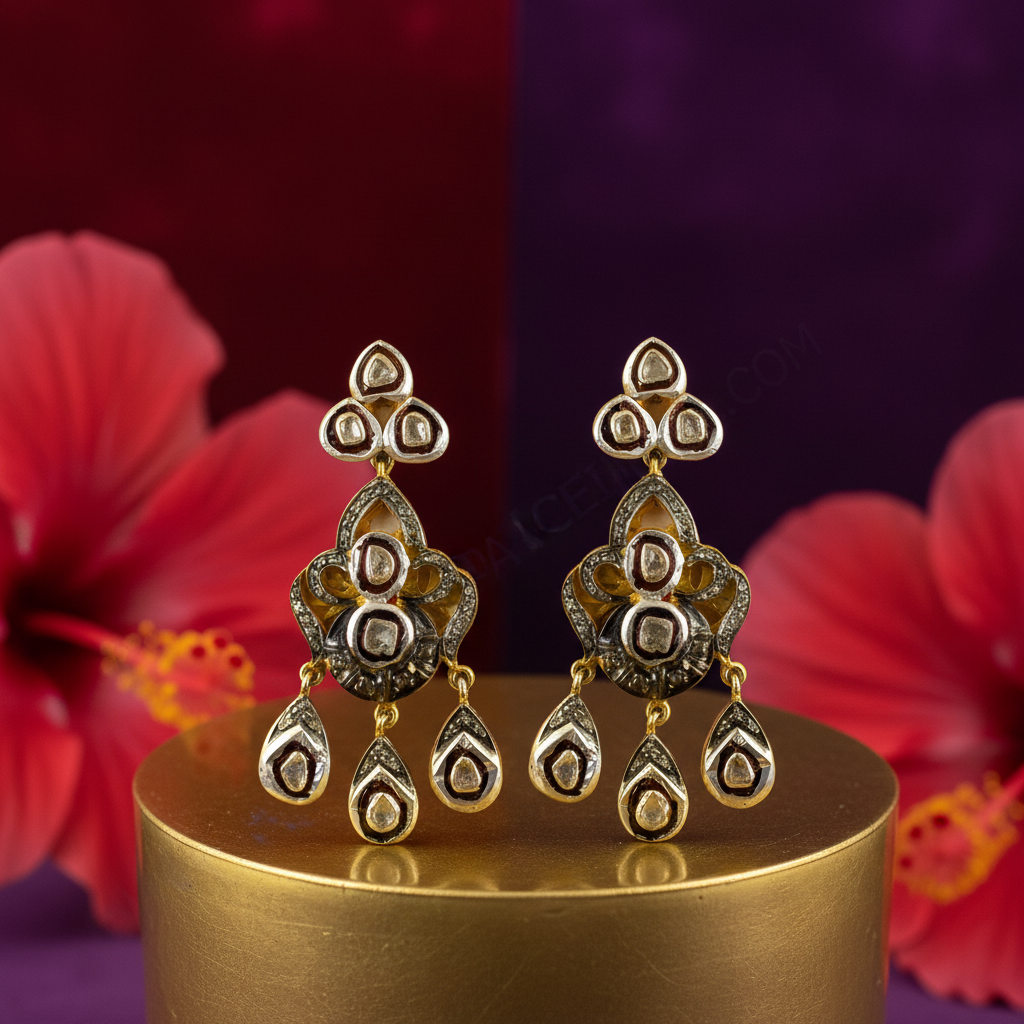 女士镀金钻石水滴耳环 | 个性饰品