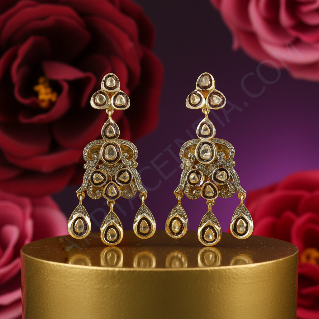 金色水滴形吊坠耳环 | 复古风格首饰 | 礼物