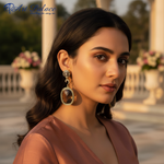 Load image into Gallery viewer, gold plating &amp; Diamond Brown Stone Drop Earrings | Statement Jewelry
