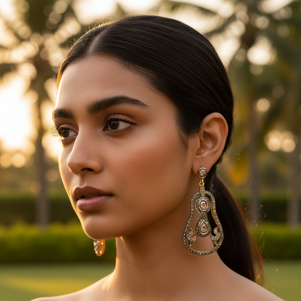 gold plating Diamond Teardrop Earrings for Women | Luxury Jewelry