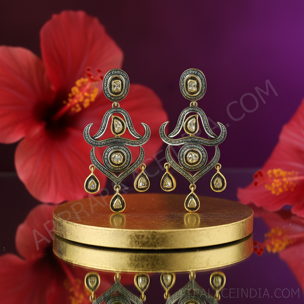 gold plating & Diamond Dangle Earrings for Women | Statement Jewelry