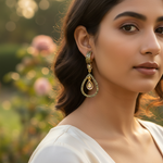 将图像加载到图库查看器中， 女士梨形钻石金耳环 | 垂坠式首饰
