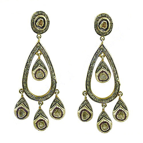 gold plating Teardrop Earrings with Diamond Accents | Women's Fashion