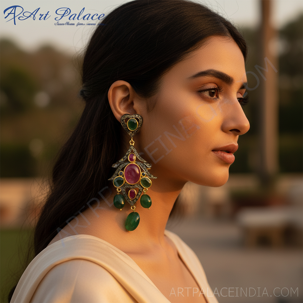 Emerald Ruby Earrings | Gold plating Plated | Women's Jewelry