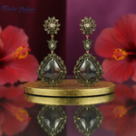 Load image into Gallery viewer, gold plating Black Stone Dangle Earrings | Statement Jewelry
