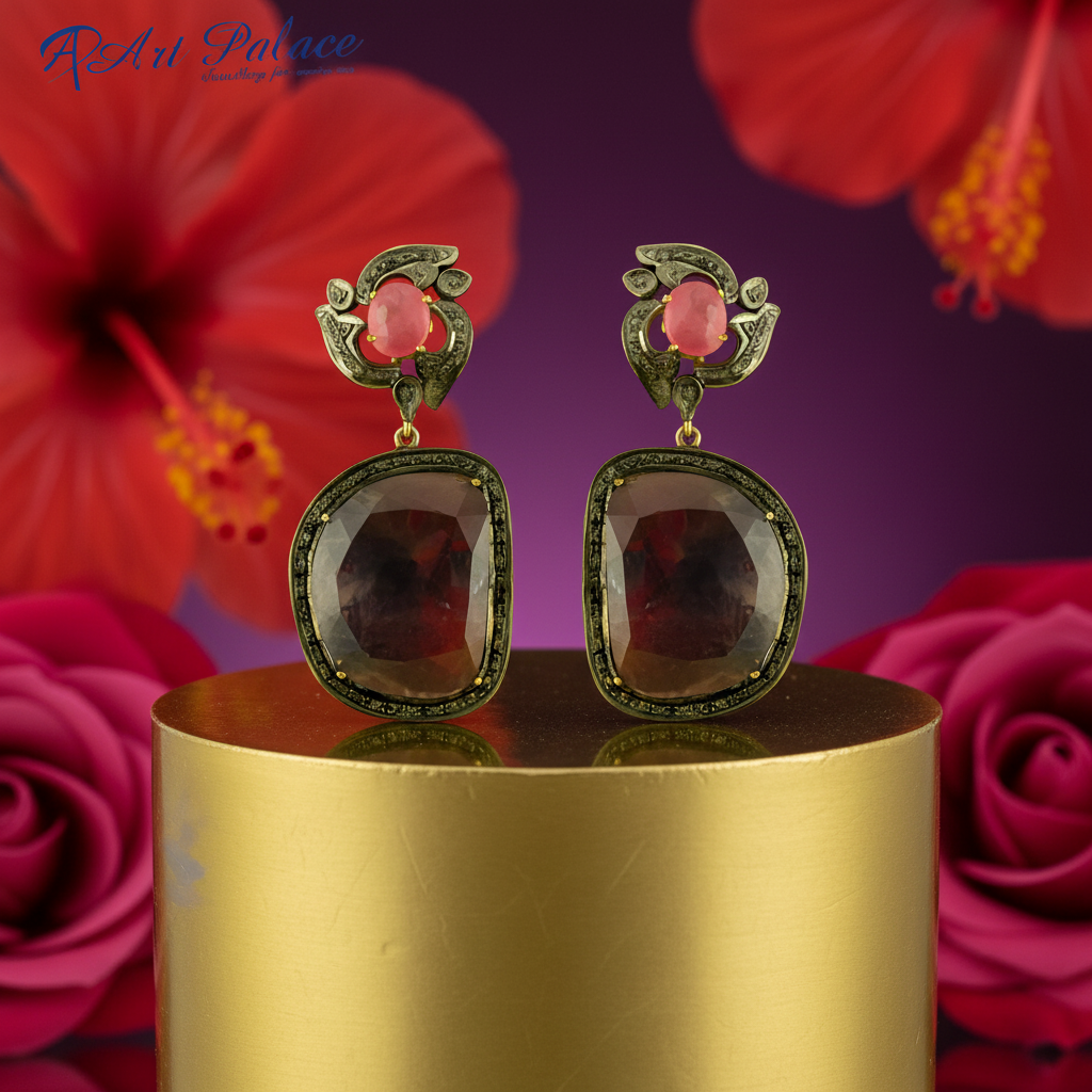 Ruby & diamond earrings for women | statement jewelry