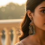 Load image into Gallery viewer, Sapphire &amp; Ruby Drop Earrings | Gold-Plated Jewelry | For Women
