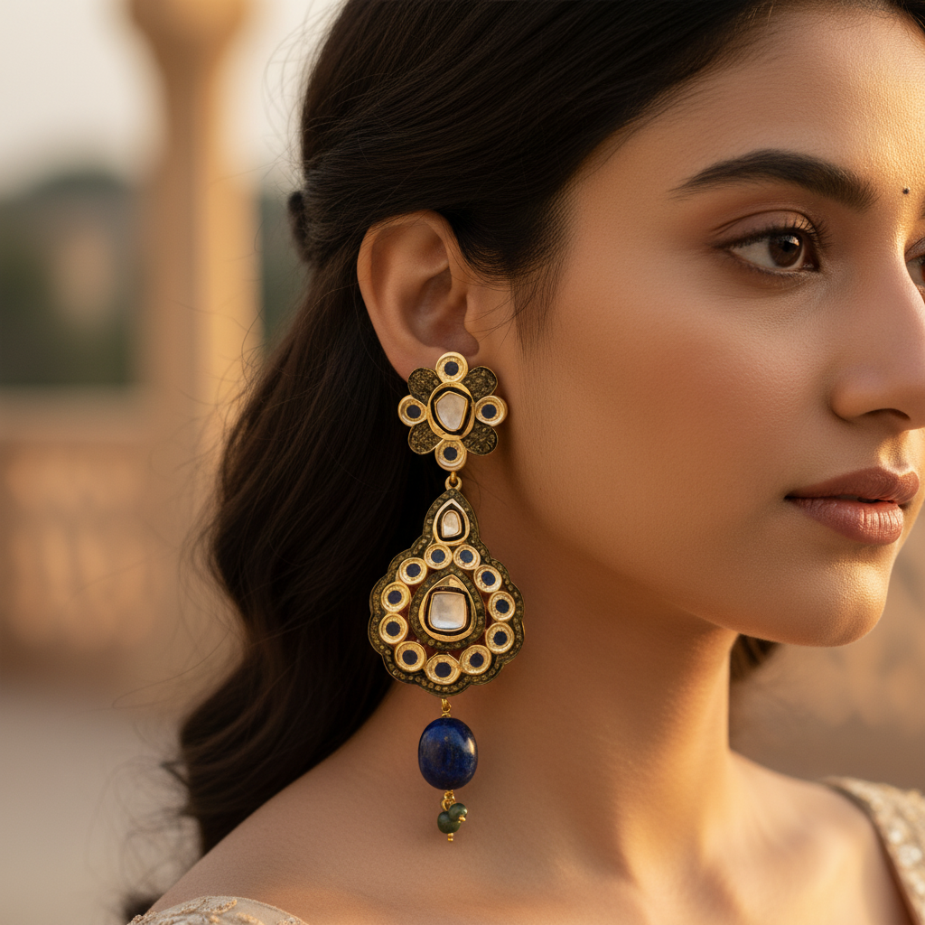 Lapis Lazuli Dangle Earrings for Women | Statement Jewelry