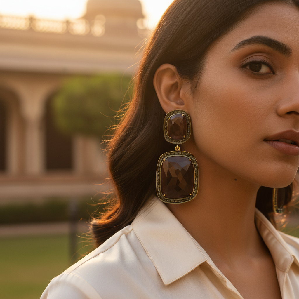 Ruby Gemstone Dangle Earrings | Gold Finish | Women's Jewelry