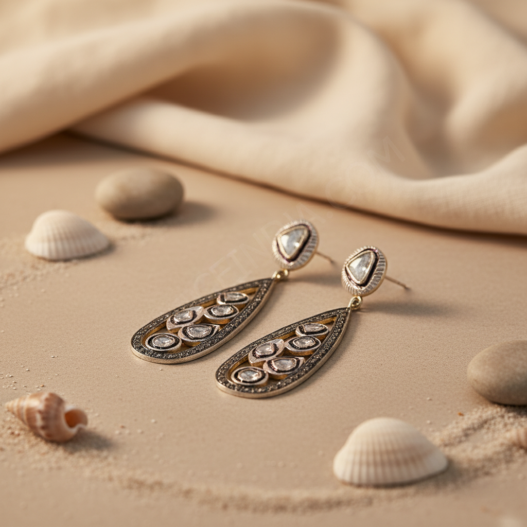 Silver Teardrop Earrings with Diamonds | Luxury Jewelry