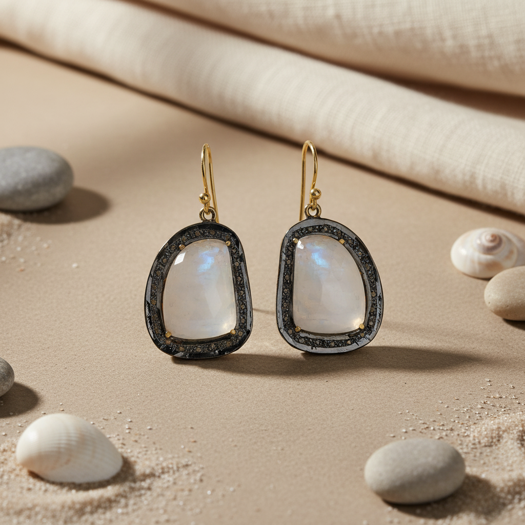 Moonstone Drop Earrings for Women | Dangle Earrings | Gift