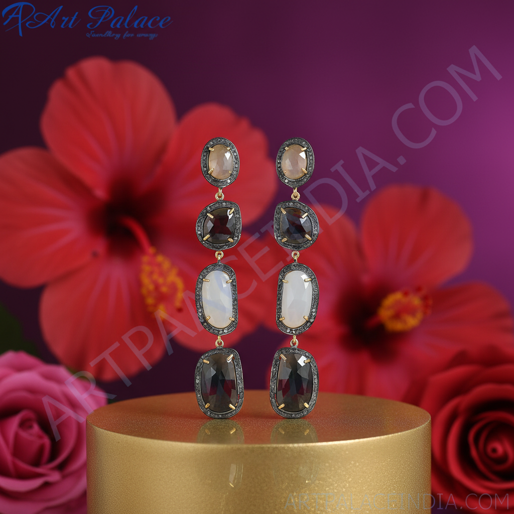 宝石吊坠耳环 | 女士天然宝石耳环