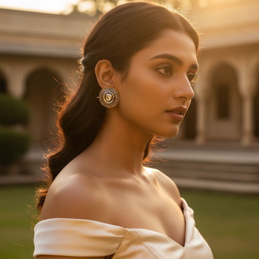 gold plating & Diamond Stud Earrings for Women | Luxury Jewelry