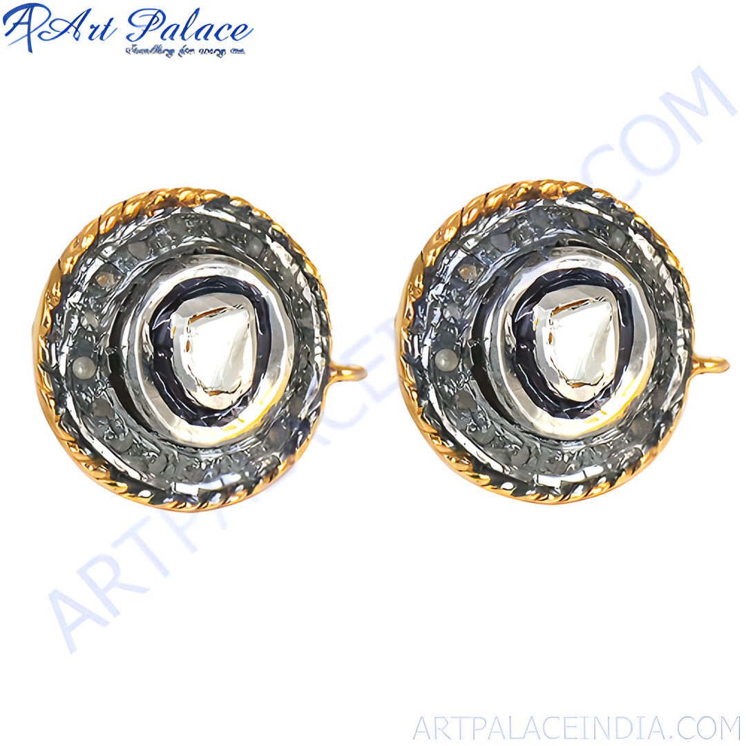 gold plating and diamond stud earrings, a luxurious jewelry option with a gold plating setting and sparkling diamonds.