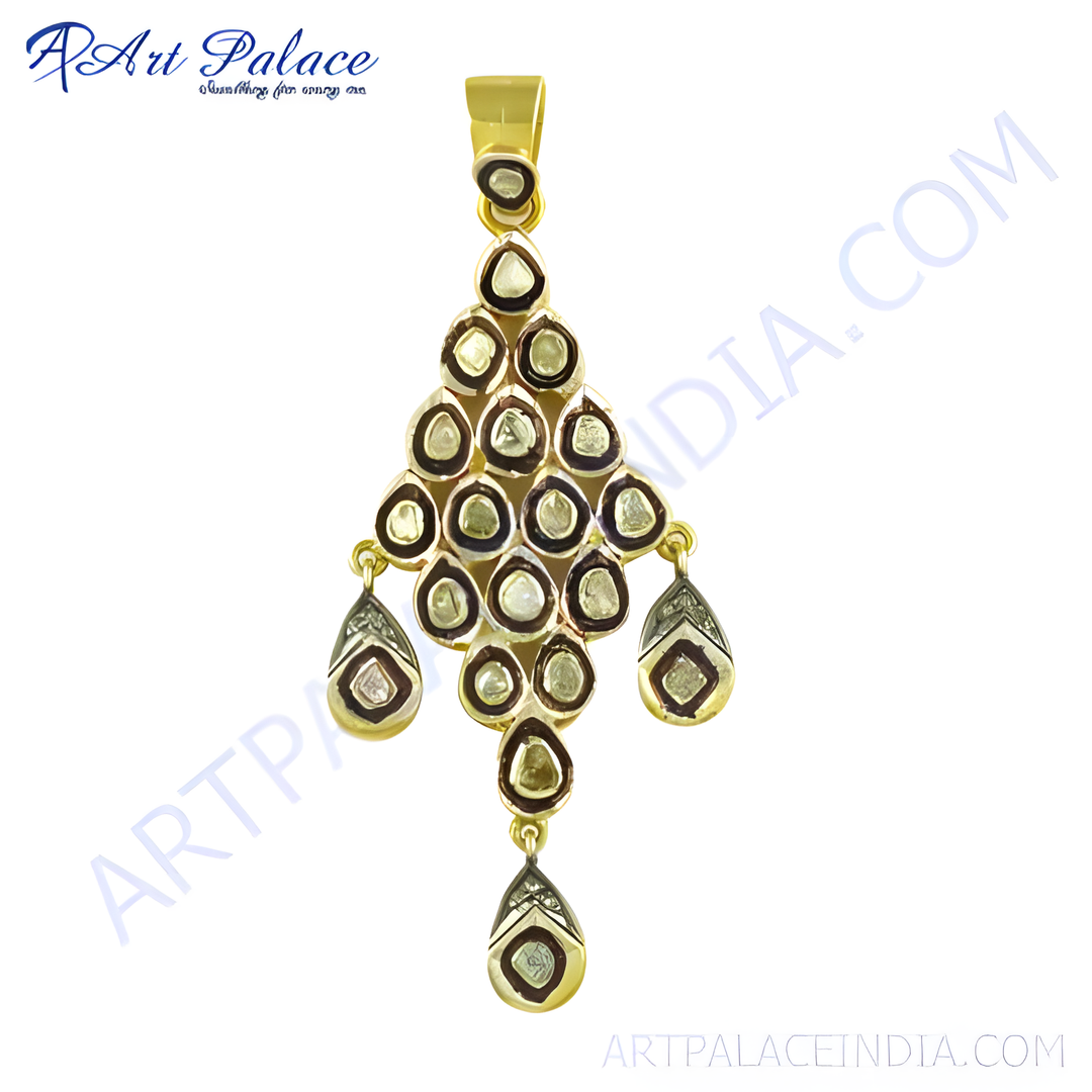 gold plating diamond pendant necklace. A luxury pendant necklace with gold plating setting and diamonds, ideal for special occasions.