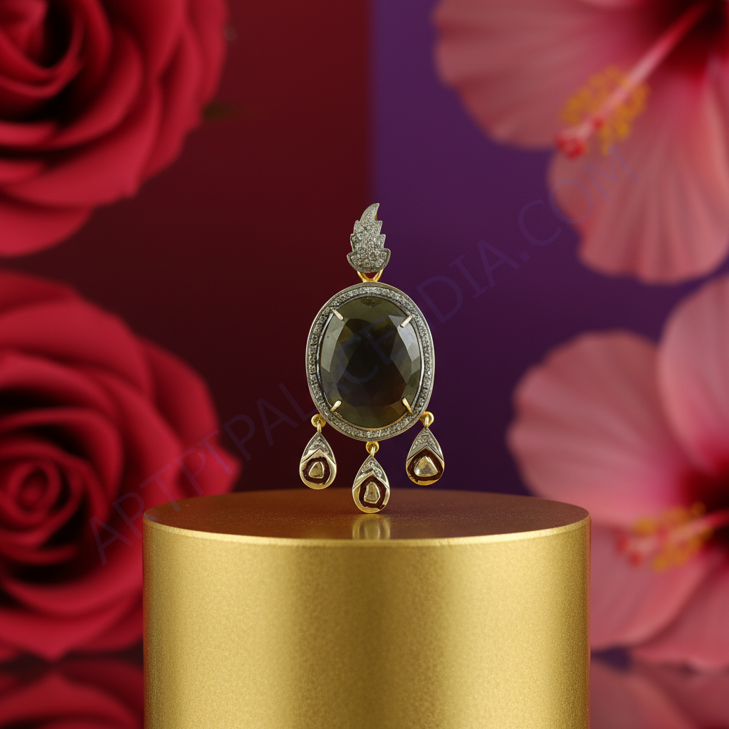 Gemstone pendant with diamonds for women | art palace jewelry
