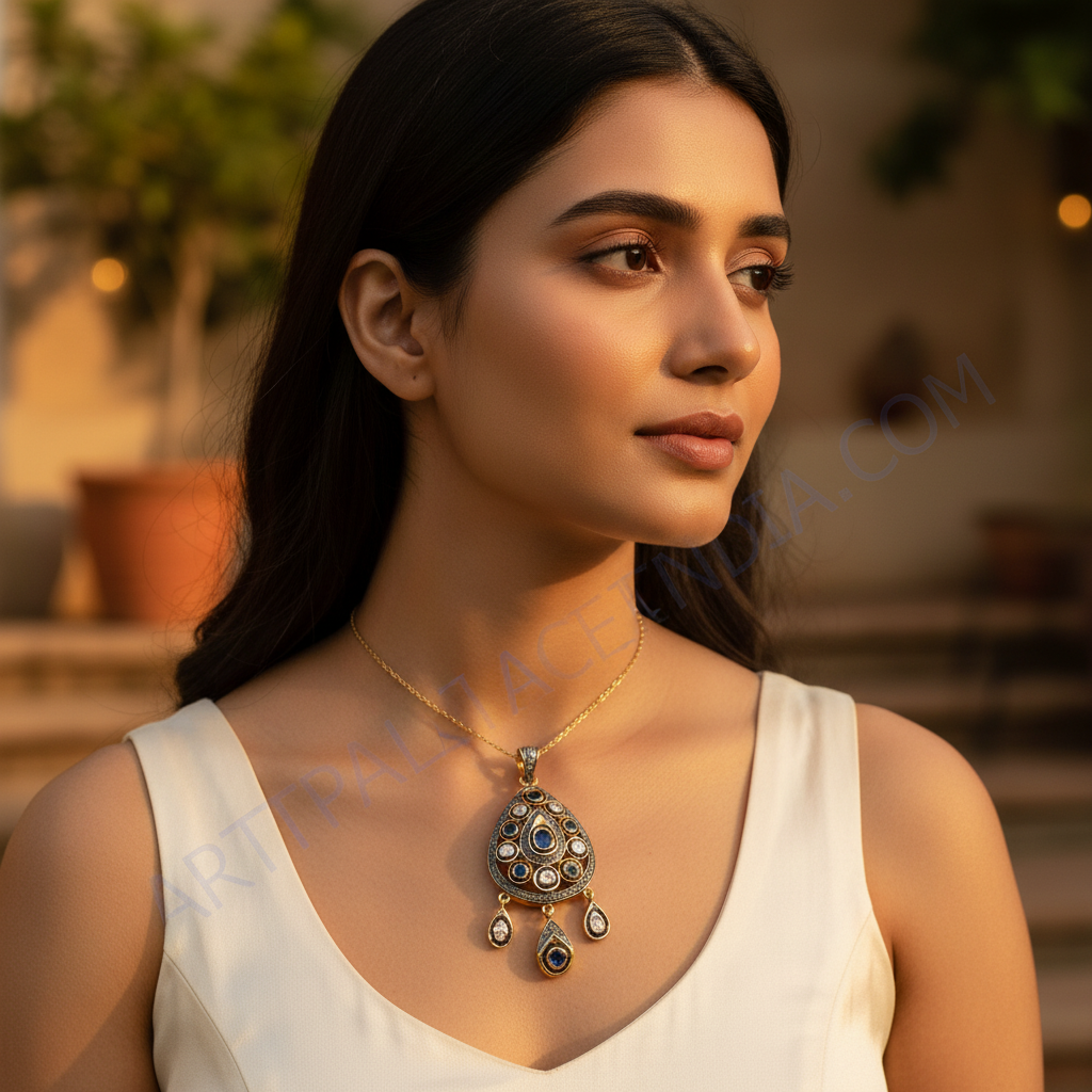 Gold Sapphire & Diamond Pendant for Women | Luxury Jewelry