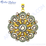 Load image into Gallery viewer, gold plating floral pendant with diamonds, a luxurious and elegant jewelry piece
