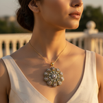 Load image into Gallery viewer, Floral Diamond Pendant Necklace | Yellow gold plating Finish | Women&#39;s Gift
