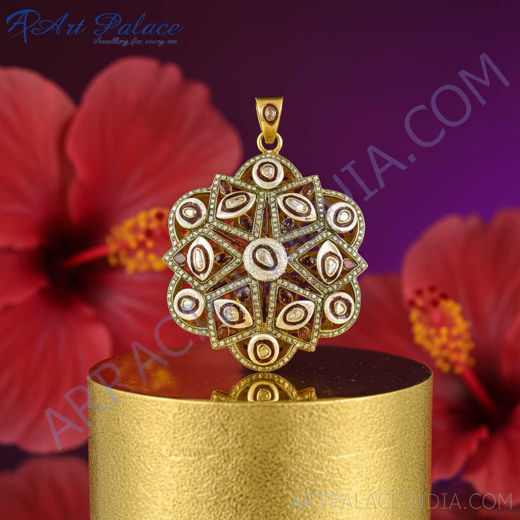 gold plating Diamond Floral Pendant | Fine Jewelry for Women