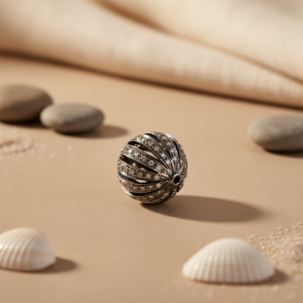 Oxidized Silver Bead Charms | Gemstone Embellished | Jewelry Gifts