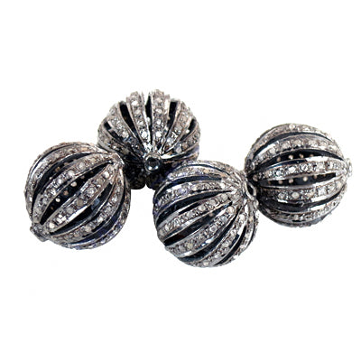 Oxidized Silver Bead Charms | Gemstone Embellished | Jewelry Gifts