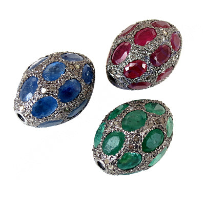 Gemstone Beads in Silver | Ruby, Sapphire, Emerald | Luxury Jewelry