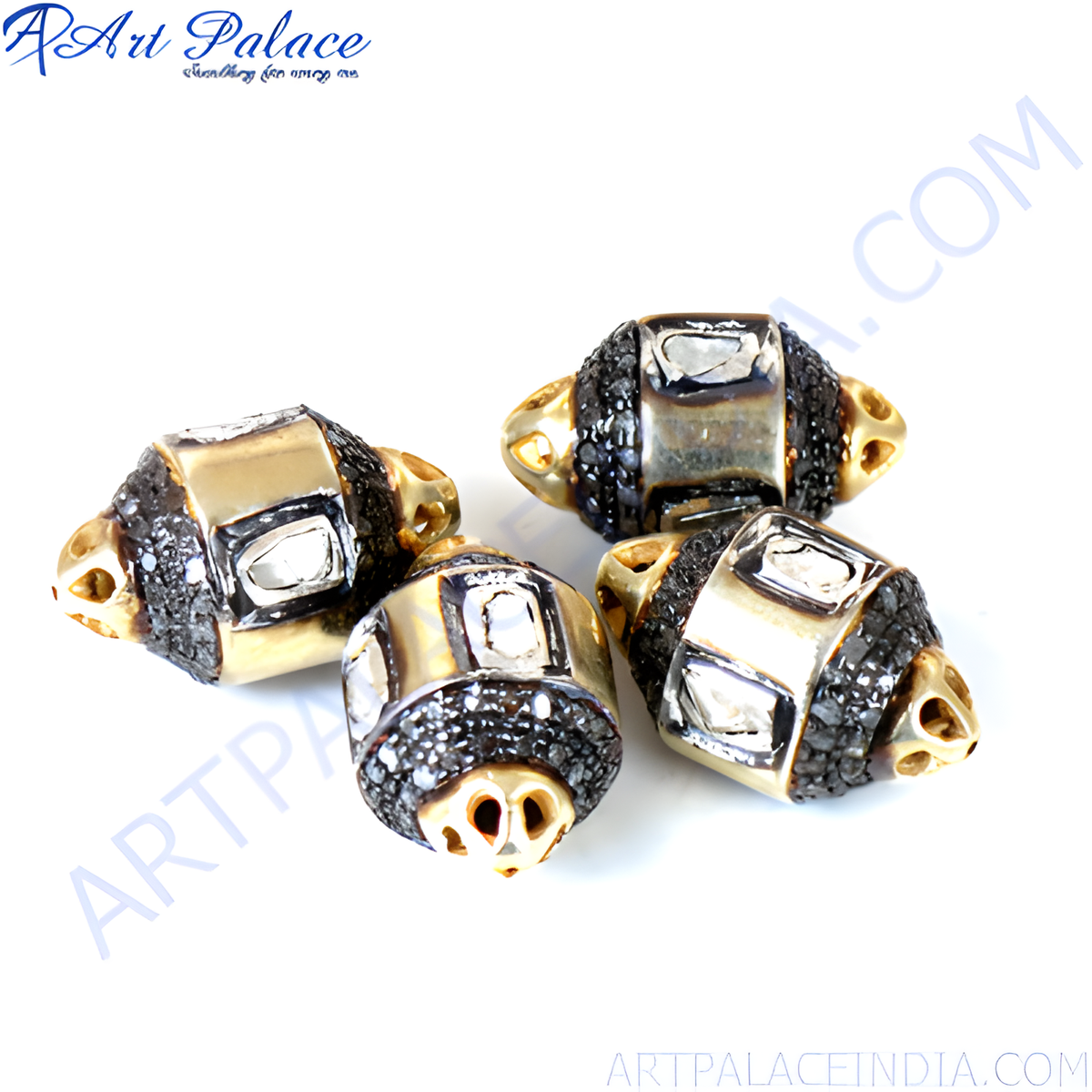 Gold and black diamond beads for jewelry making, luxury design, perfect for necklaces and bracelets