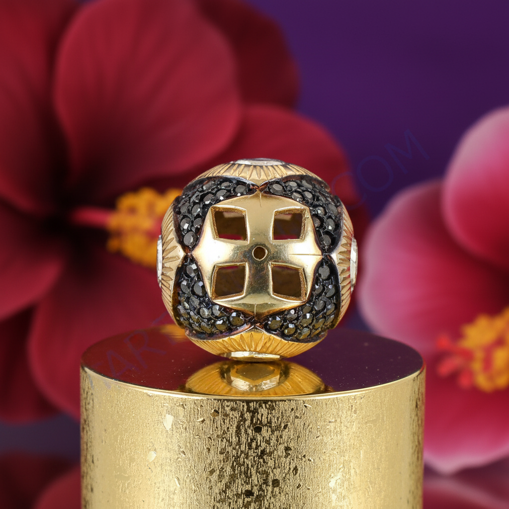 gold plating & Black Stone Orb Pendant | Fashion Jewelry Gift