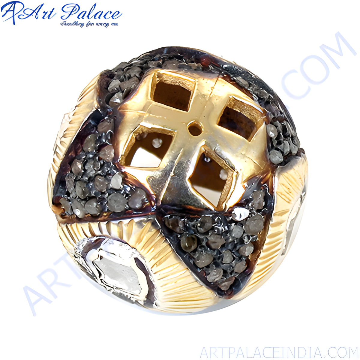 Gold and black stone orb pendant, unique fashion jewelry for women, handcrafted design