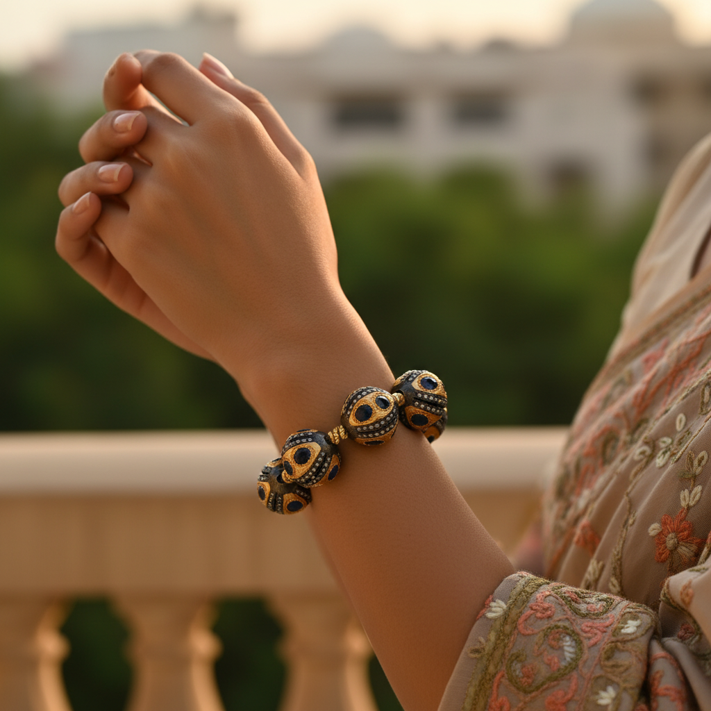 Sapphire & gold beads | oxidized silver beads for jewelry