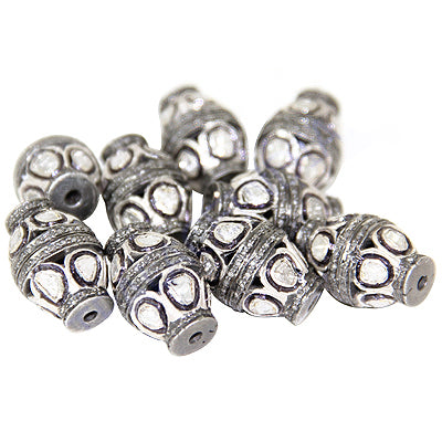 Silver beads with diamonds | handmade jewelry for women