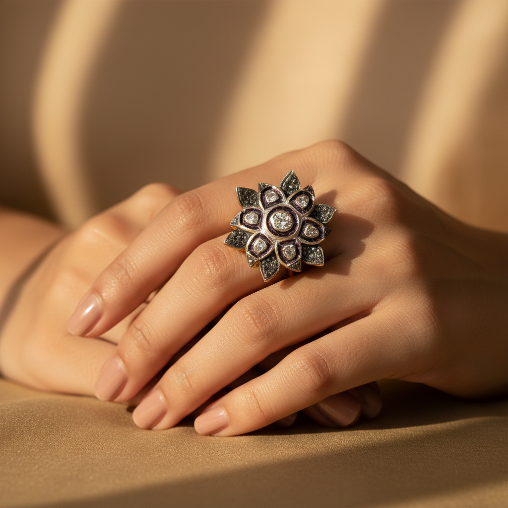 女士钻石花朵金戒指 | 个性戒指