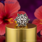 将图像加载到图库查看器中， 女士钻石花朵金戒指 | 个性戒指
