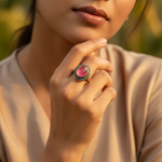 Load image into Gallery viewer, gold plating Ring with Pink Gemstone for Women | Statement Jewelry

