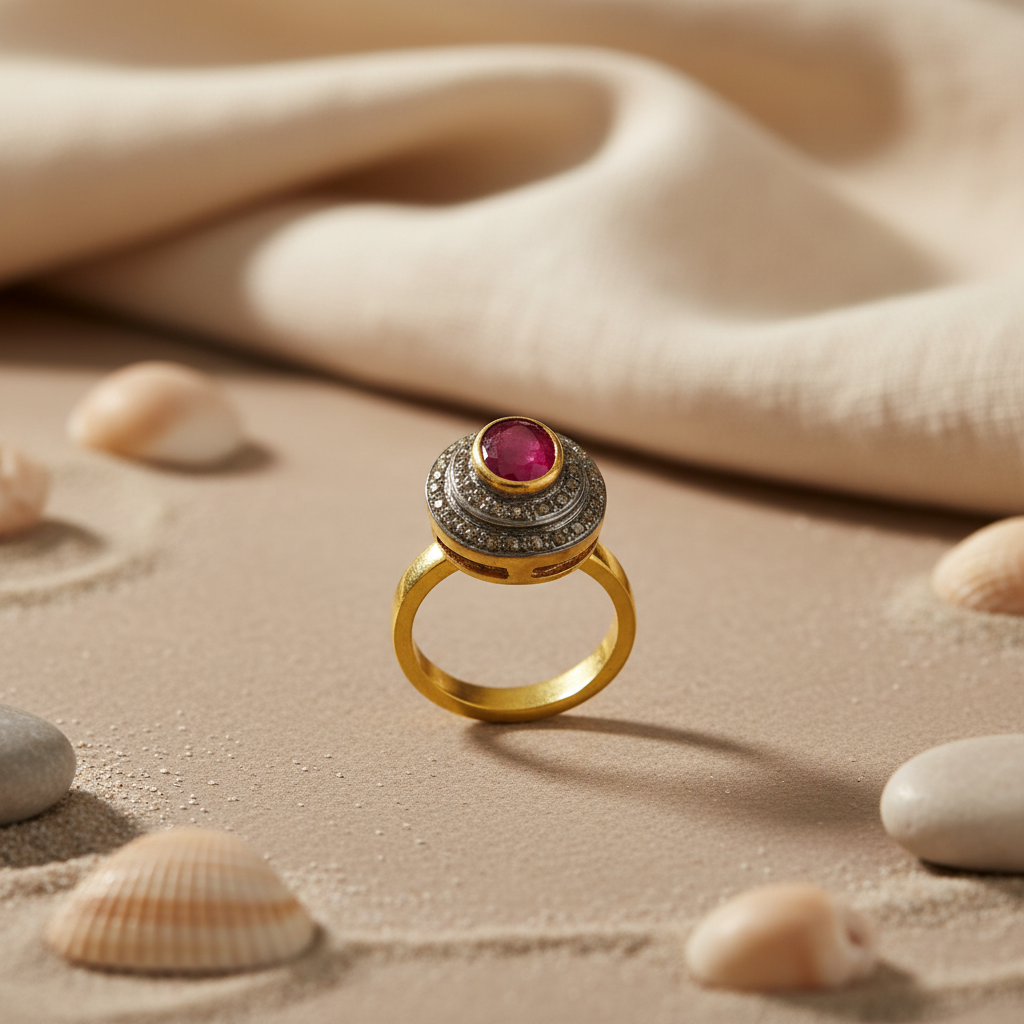 gold plating Ruby Ring for Women | Gemstone Jewelry | Gift