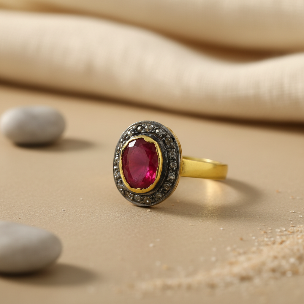 Ruby & Diamond Ring for Women | gold plating Plated Cocktail Ring