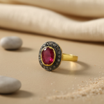 Load image into Gallery viewer, Ruby &amp; Diamond Ring for Women | gold plating Plated Cocktail Ring
