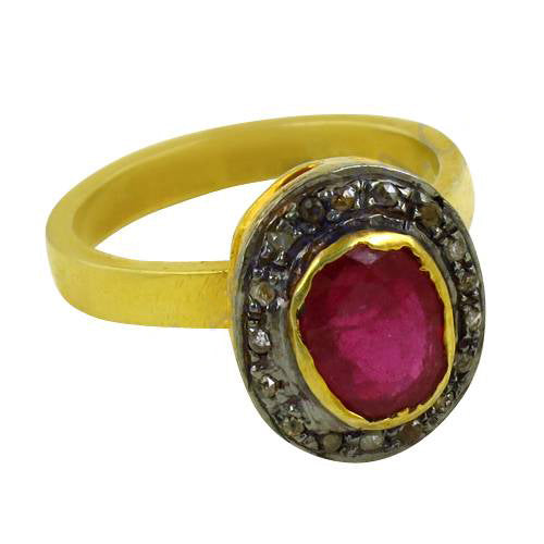 Ruby & Diamond Ring for Women | gold plating Plated Cocktail Ring