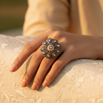 将图像加载到图库查看器中， 金钻花朵戒指 | 女士花朵戒指 | 礼物
