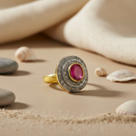 Load image into Gallery viewer, Ruby &amp; Diamond Halo Ring | gold plating Plated | Women's Jewelry Gift
