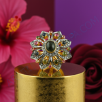 Load image into Gallery viewer, Anillo floral con piedras preciosas | Joyería de moda para mujer
